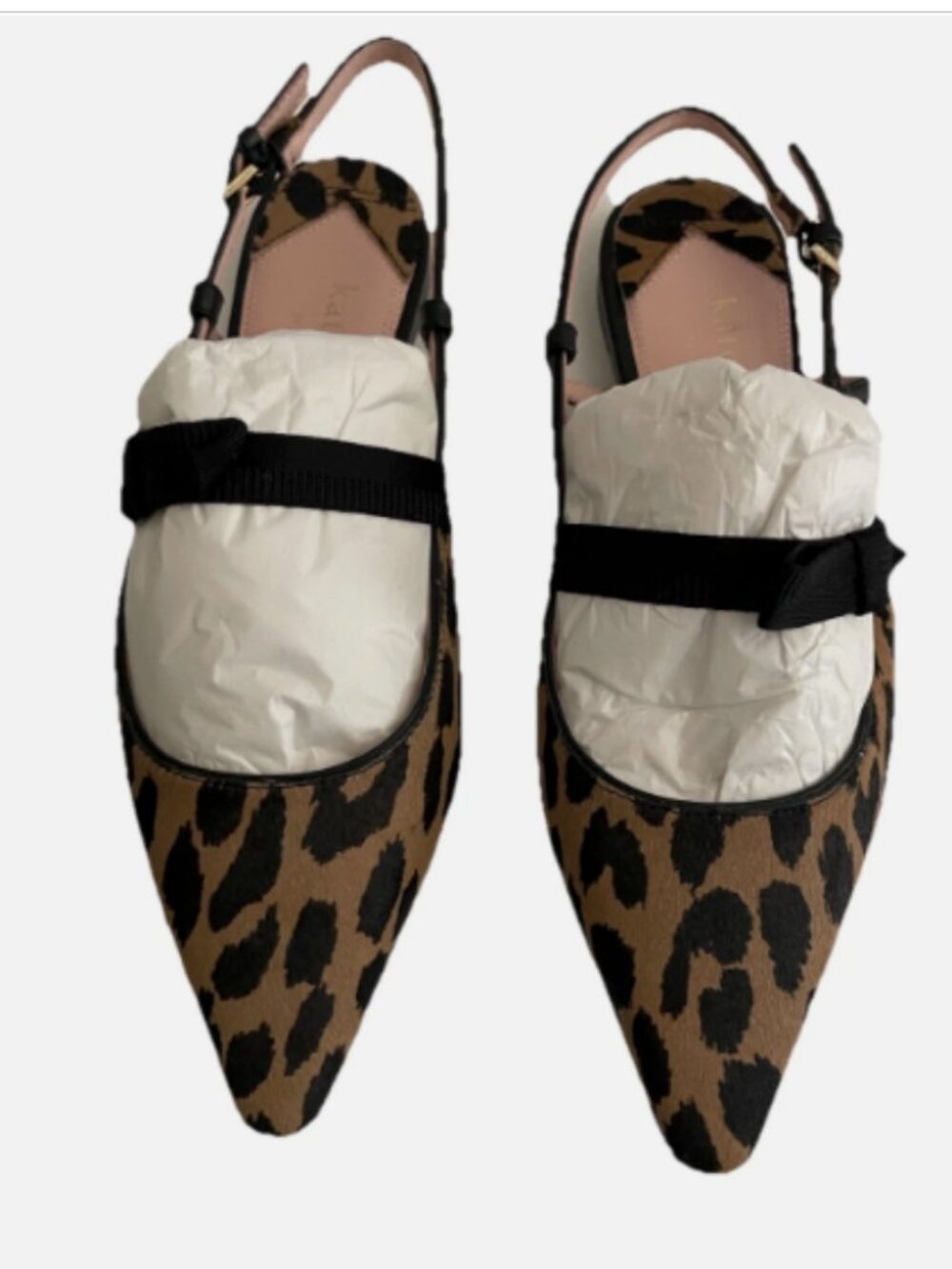 Kate Spade Maritza Leopard Slingback Pointed Toe Flats Calf Hair